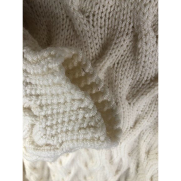 Handknit Sweater Mens 2XL 3D Soft Pullover White Ivory - Picture 3 of 4